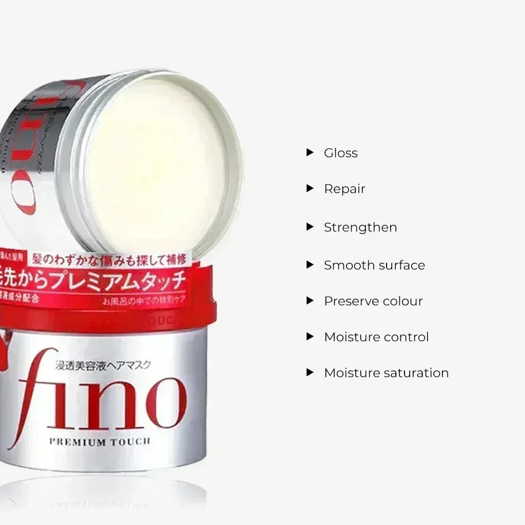 قطعتان من قناع الشعر للبالغين من FINO Japan، سكوالان من أصل النبات، حمض الجلوتاميك، 8.11 أونصة للشعر العادي.