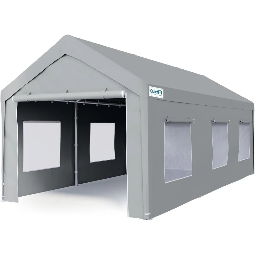 

10'x20' Carport with Roll-up Ventilated Windows, Anti-Snow Car Port Heavy Duty Car Canopy RV Carport Canopy