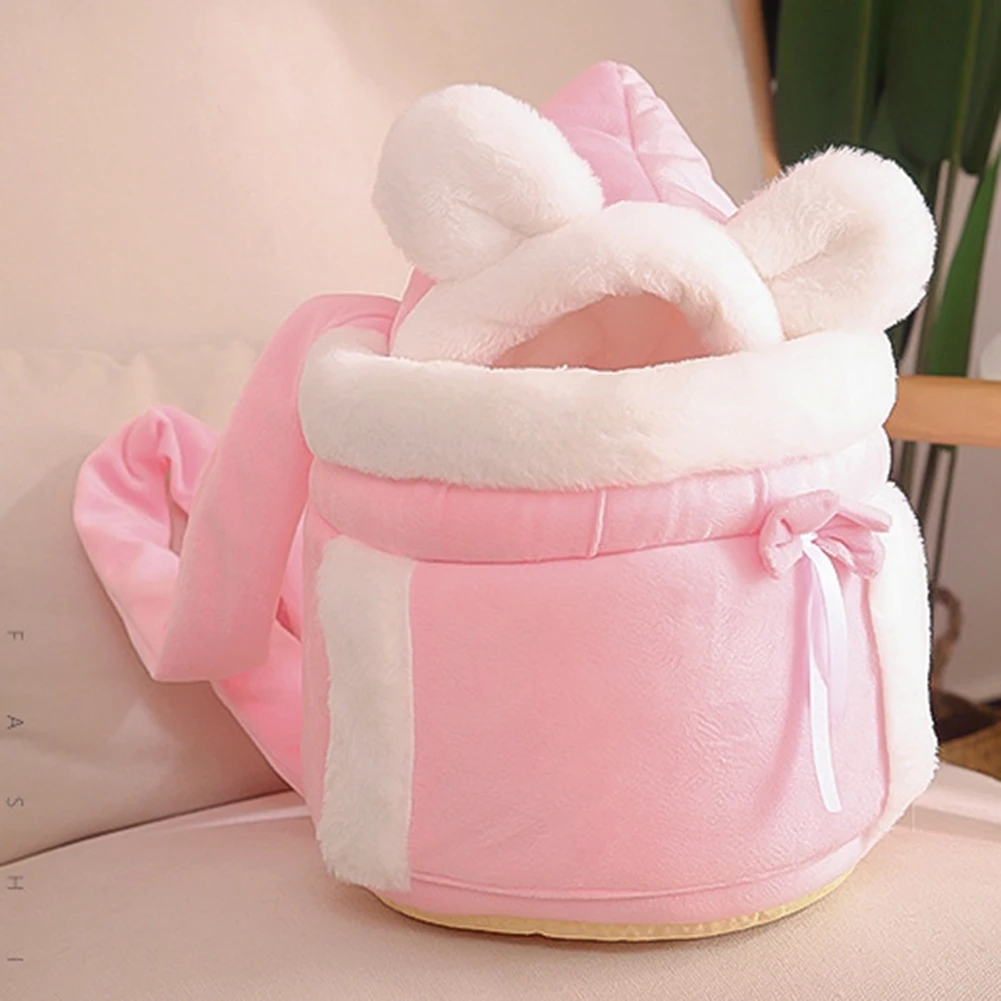 Mochila para gatos, jaula para mascotas de felpa suave y cálida para invierno, para viajes al aire libre y caminar