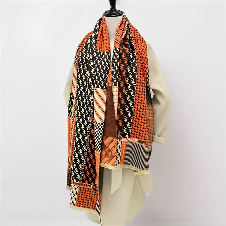 Versatile Qiandongge shawl Korean version thickened imitation cashmere warm high-end scarf