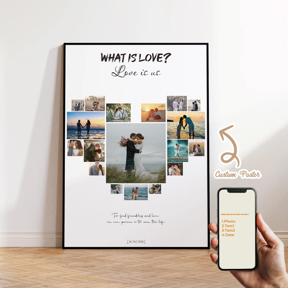 

Modern Personalized Photo Custom Couple Love Date Wall Art Print Canvas Painting Poster Picture For Bedroom Home Decor