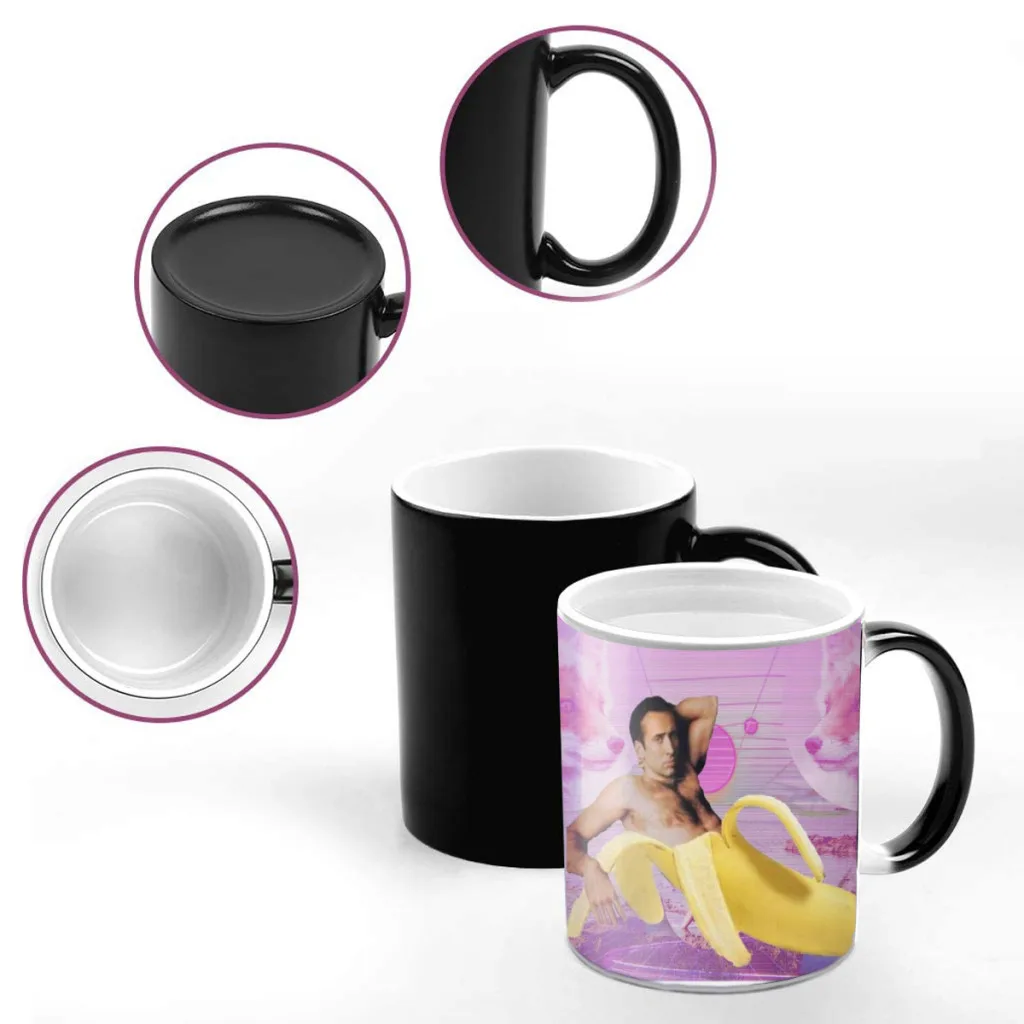 Nicholas Cage Banana Vaporwave Tea Coffee Mugs  Thermal Color-changing Cups Milk Cup Wedding Gifts