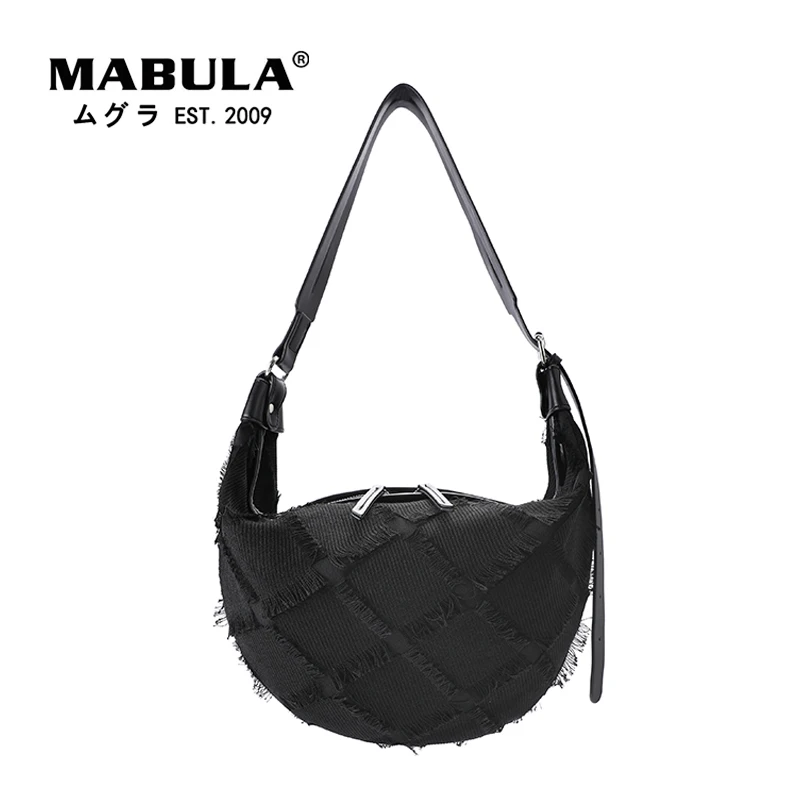 

MABULA Women Hobo Crossbody Chest Bag Casual Canvas Shoulder Bags Zebra Large Capacity Tote Handbags Half Moon Purses Leather