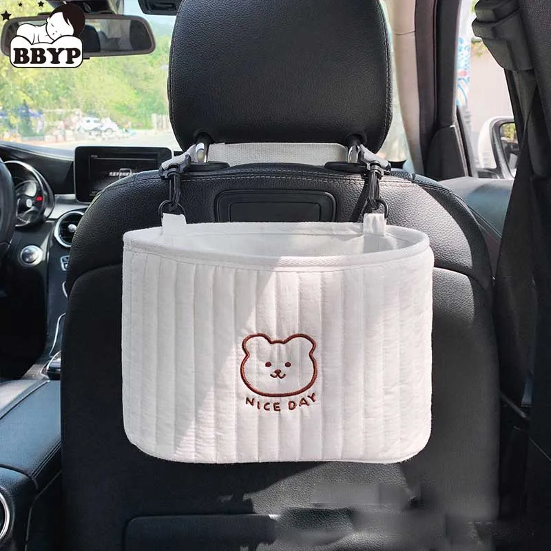 2Pcs Car Seat Back การ์ตูนหมีแพ็คถุงแขวน Collector กล่องเก็บรถอุปกรณ์ตกแต่งภายในน่ารักของเล่น