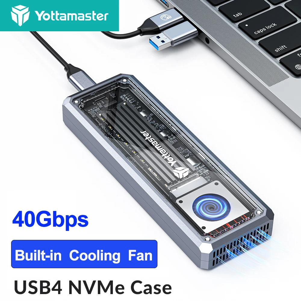 Yottamaster Przezroczysta obudowa USB4 M.2 NVMe SSD 40Gbps, zewnętrzna skrzynka na dysk twardy kompatybilna z Thunderbolt 3/4 — zdjęcie produktu 7