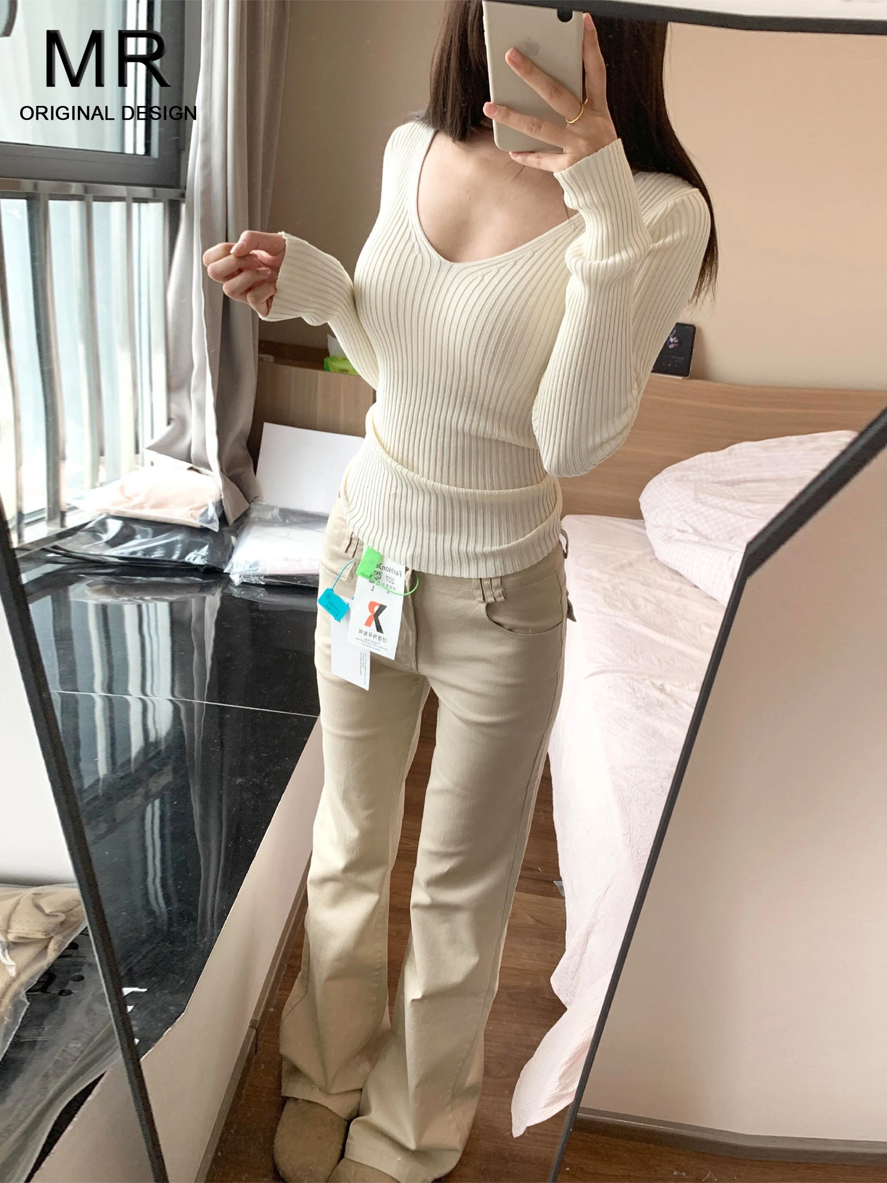 

Джинсы-клеш с высокой талией для женщин, в американском ретро-стиле, облегающие, утягивающие, весенне-летние, повседневные, свободного кроя