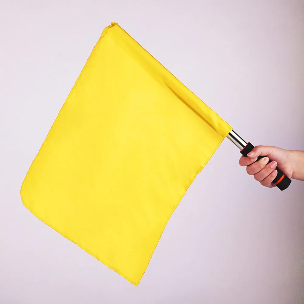 4Pcs Track and Field Referee Flags Solid Color Hand Cranked Waterproof Cloth Sponge Handle Stainless Steel Pole Linesman Flags