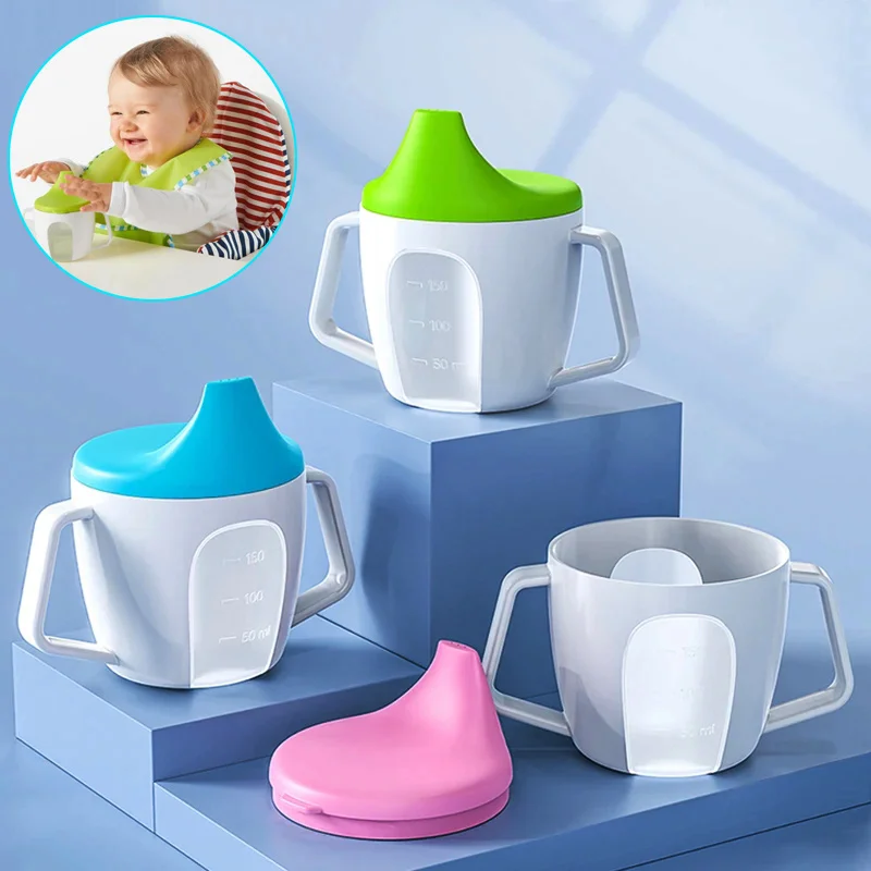 150ml No-Spill Baby Learning Drinking Cup with Double Handle Flip Lid Toddler Kids Water Bottle BPA Free Baby Duckbill Cup