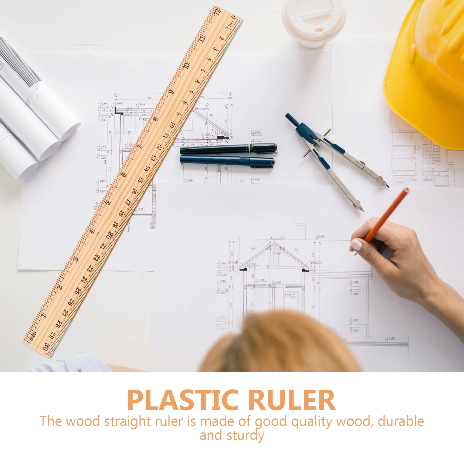 

25Pcs Wood Ruler 12 Inch Precision Straight Edge Measuring Tool for Classroom Learning Drawing Architecture Design