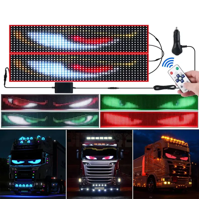 Truck Car Devil Eye APP Remote Control Scrolling Animation LED Pixel Panel Display Funny Ambient Light For Board Windshield