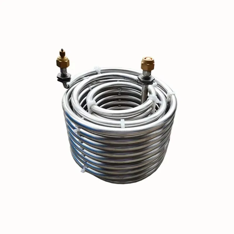 High efficiency titanium chiller coil heat exchanger refrigerant to water for cooling and heating