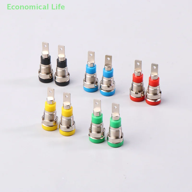 2Pcs 4MM Banana Socket Binding Post Electrical Connector Terminal Nut Banana Plug Jack Test Hole DIY Parts