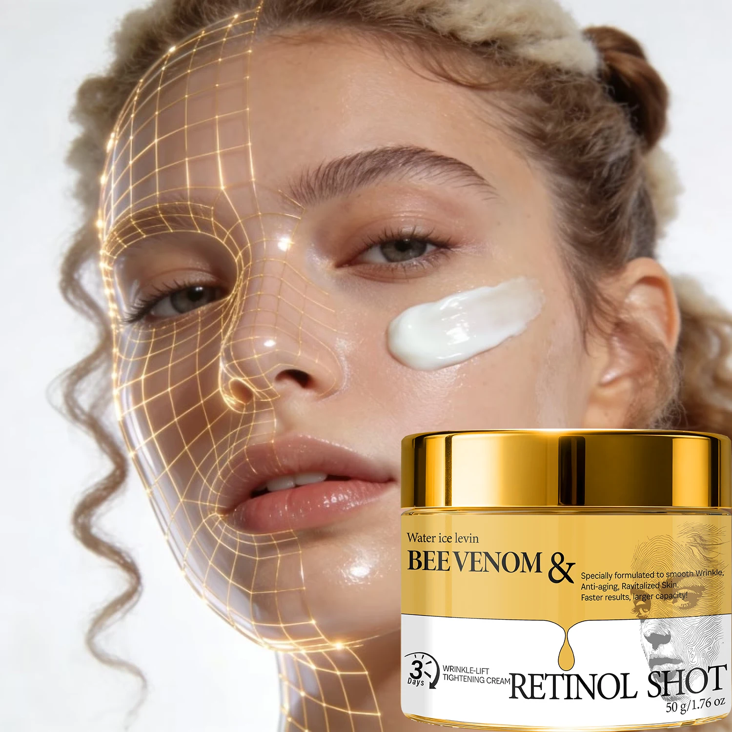Watericelevin Bienengift Retinol Shot Anti-Falten-Lifting-Creme. Anti-Aging Revitalisierende Hautformel. Schnellere sichtbare Ergebnisse. 50g.