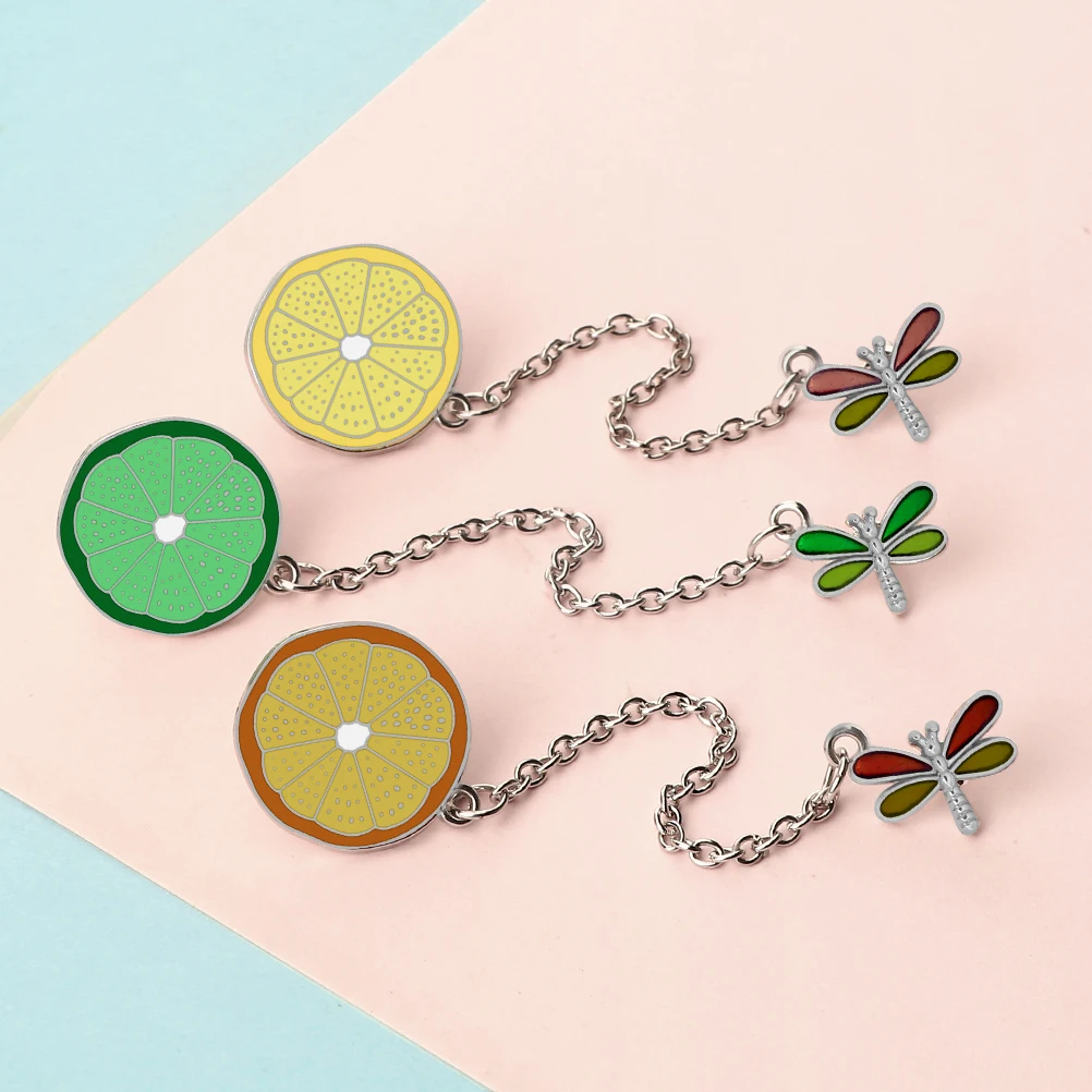 Bright Lemon Brooch Fresh Fruit Pins Dragonfly Lapel Bag Denim Badge Lovely Nature Enamel Pins Women Men Jewelry Gift For Friend