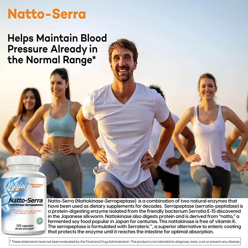 Organic Nattokinase Serine Peptidase Gluten-Free Immune Support Non-GMO 120 Vegetarian Supplement