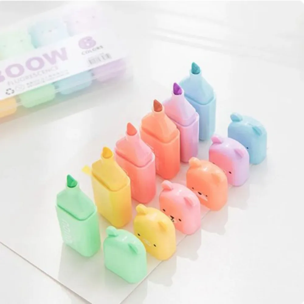 Mini Resaltadores de punta suave, plumín de fibra, gran capacidad, Color, marcadores de gran volumen, bolígrafo de plástico, bolígrafo fluorescente para estudiantes