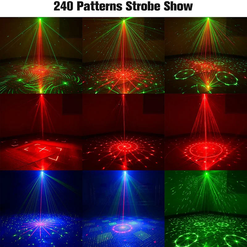 Alimentato a batteria Home Party Laser Light DJ Disco Mini proiettore Lazer ricarica USB telecomando RGB UV Stage Lighting Effect