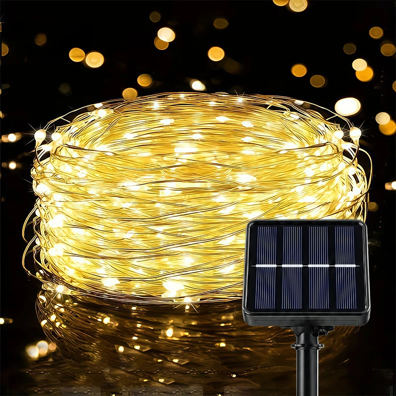 Outdoor Solar Fairy Lights 7M50LED-32M300LED 8 Modes IP54 Waterproof Copper Wire for Garden Patio Wedding Christmas Yard Decor