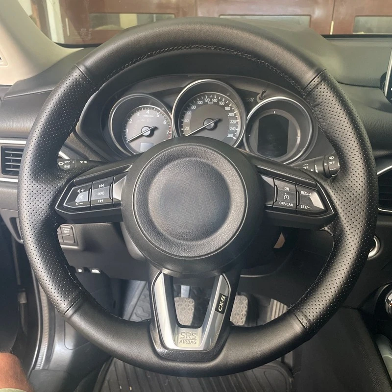 

Нескользящий черный чехол на руль из искусственной кожи с оплеткой для Mazda 3 Axela 2017-2018 Mazda 6 Atenza CX-3 CX-5 CX-9