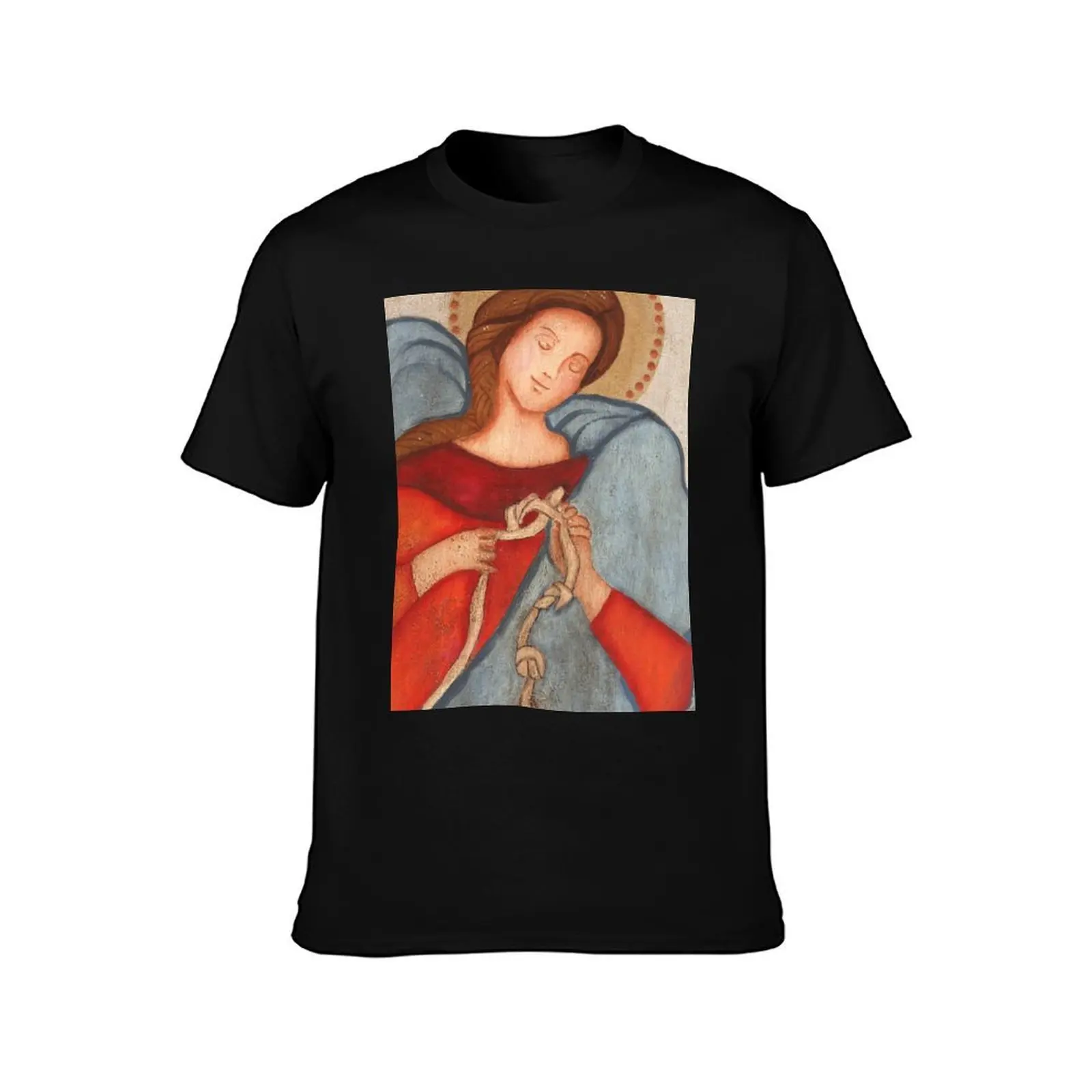 Mary, Undoer of Knots, Untier of Knots,acrylic on wood T-Shirt Performance Workout Short Sleeve Tee T-Shirt