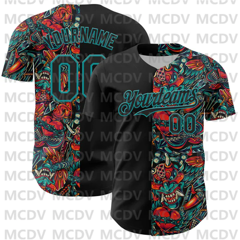 Custom Black White-Hot Pink 3D Pattern Design Vintage Tattoos Authentic Baseball Jersey Sport Unisex Tops