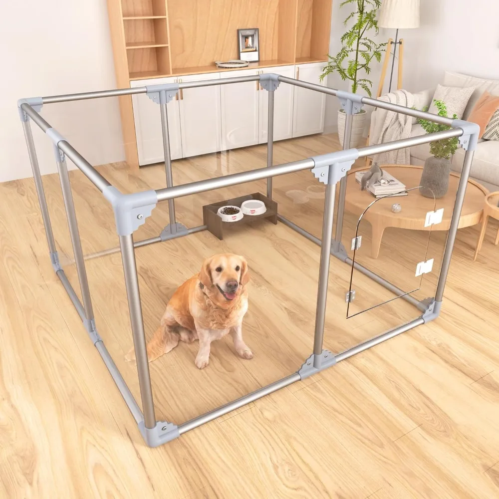 

Acrylic Dog Playpen Dog Playpen Indoor Puppy Pen Pets Fence Puppies Cage 8 Panels for Puppies Dog Play Pens for Dogs Indoor