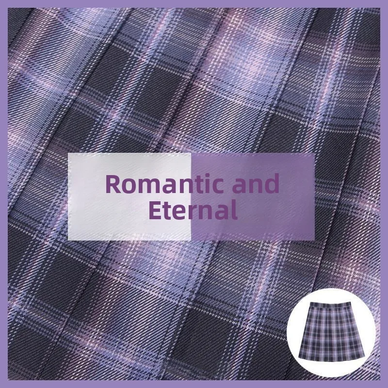 Romantic Purple Plaid Uniform Skirt Short Sweet School Style Women's Student  Skirt Summer Collection Other Material 100%
