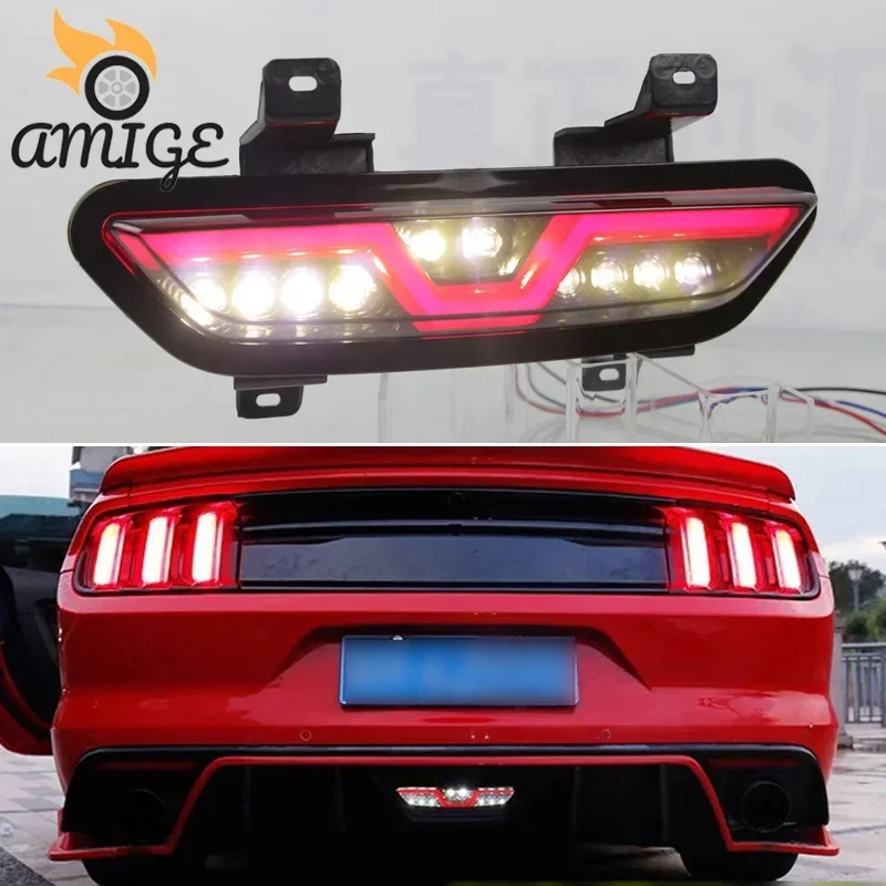 

Автомобильные светодиодные задние фонари Amige для Ford Mustang 2017 2018 2019 2020, фонарь заднего хода, авто лампы стоп-сигнала, лампы заднего бампера, противотуманные фары