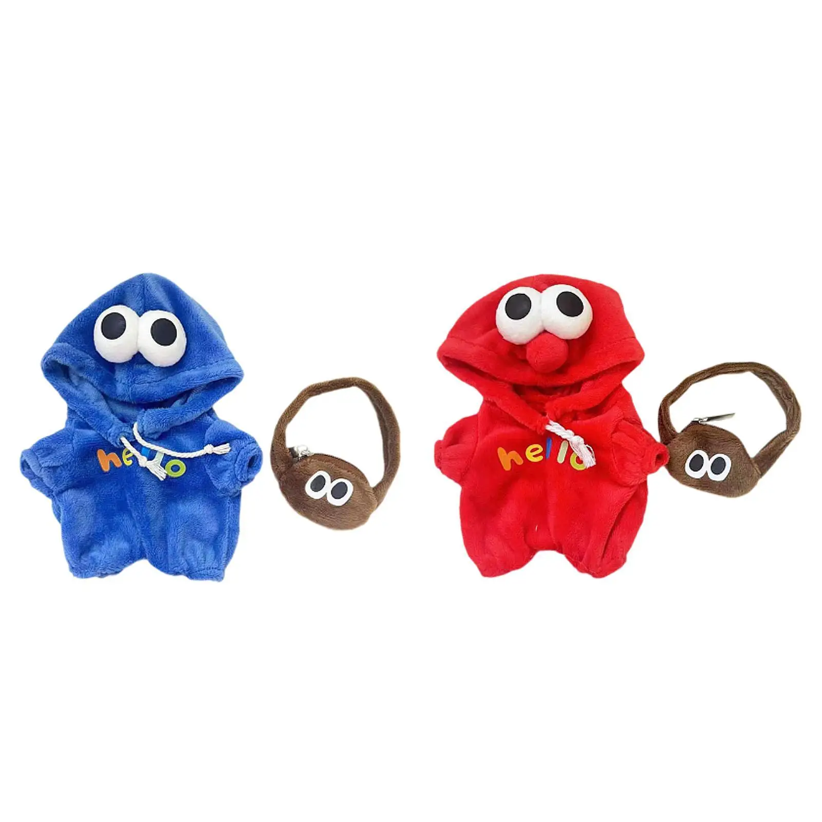 Puppenkleidungsset für 15 cm große 17 cm große Plüschpuppen, inklusive Overall und Tasche