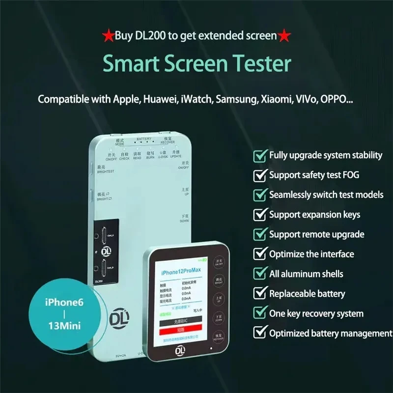 DL200 Smart Screen Tester For Iphone Huawei Cell Phone Repair Machine Tool Set Professional Complete Kit Cables