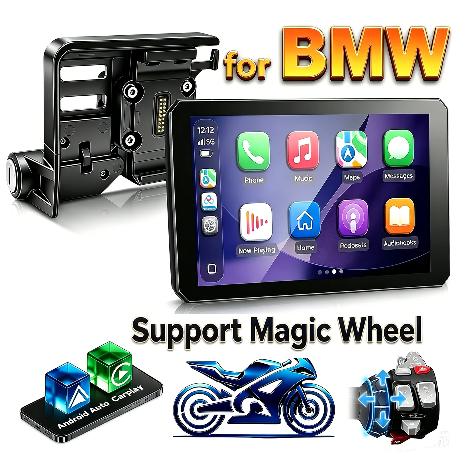 �y�Z�[�����zCarplay Per Moto for bmw �T�|�[�g�}�W�b�N�z�C�[�� XR M1000 R1200GS R1250GS S1000XR R1300GS 7�C���`�o�C�N�p�i�r�Q�[�^�[ Android Auto�Ή�
