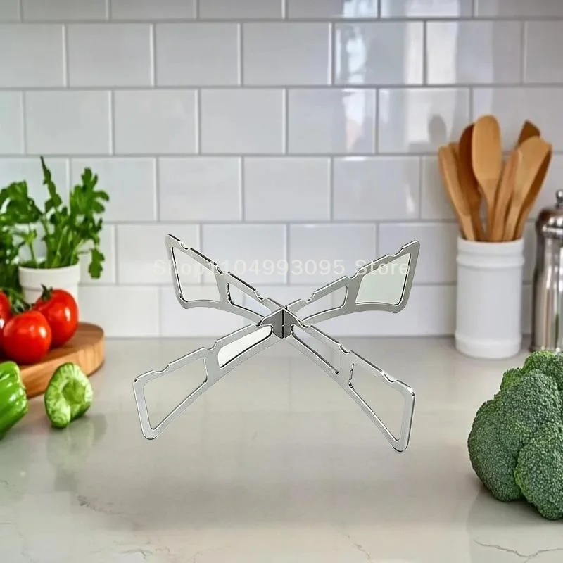 رف تبخير متقاطع محمول من الفولاذ المقاوم للصدأ للمنزل/التخييم؛ ملحق المطبخ الأساسي في خيارات عبوة واحدة أو 2