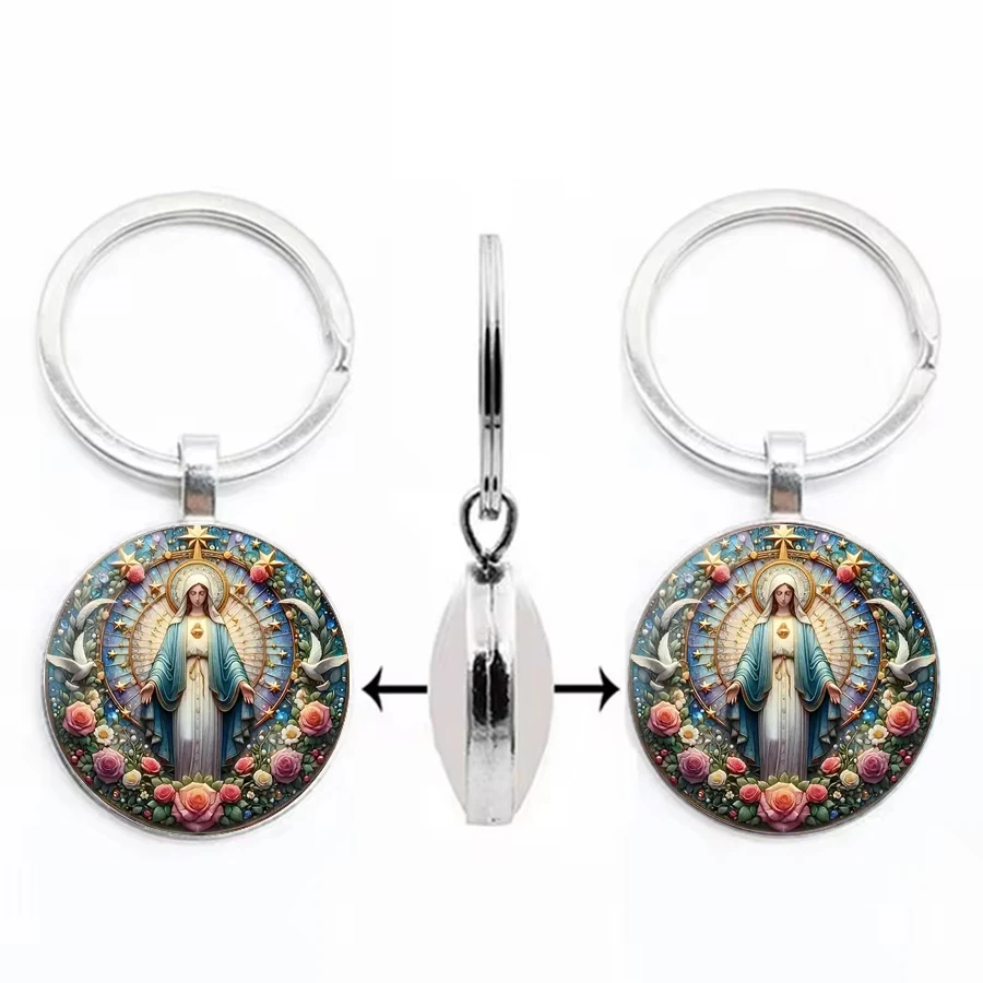 Double sided popular dome glass Jesus keychain