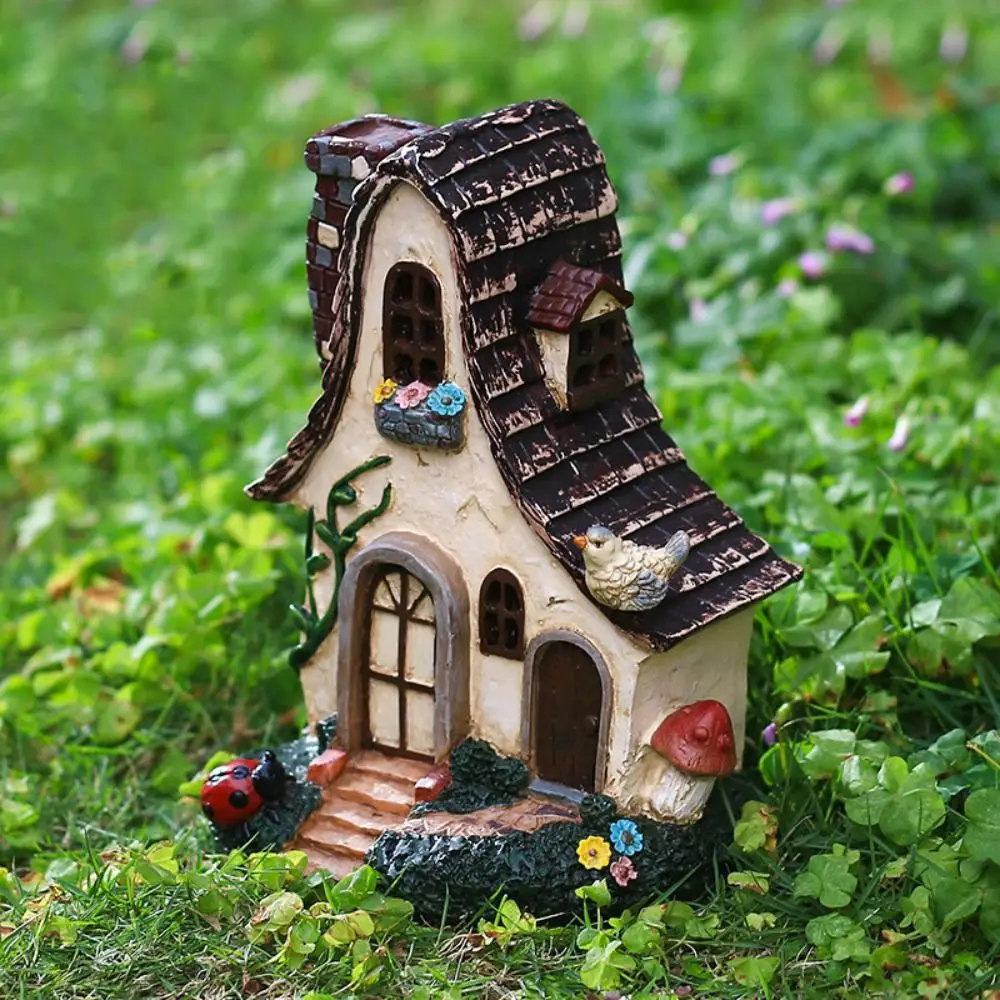 

Resin Garden Fairy Tale Cottage Decoration Creative Waterproof House Statue Simulated Handicraft Miniatures Figurine Sculpture