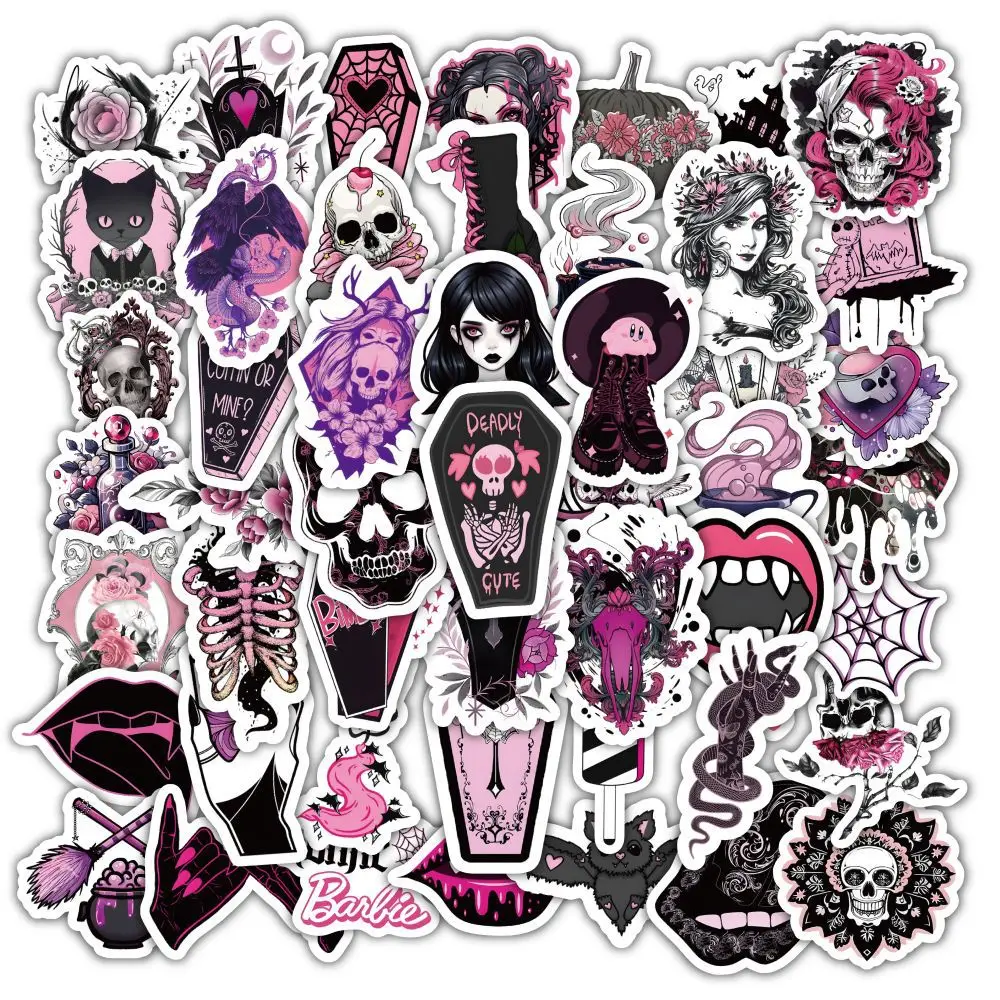 10/30/60PCS Hand Drawn Cute Pink Goth Magic Sticker DIY Phone Laptop Luggage Skateboard Graffiti Decals Fun forToy