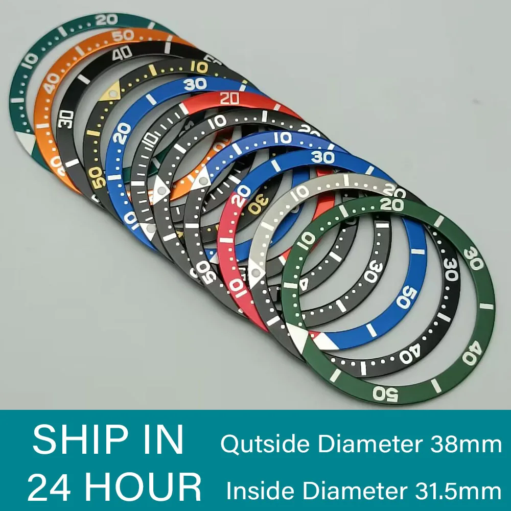 38mm*31.5mm Polychrome Flat aluminum Bezel Insert  Watch substitute watch insert ring Watch Accessories