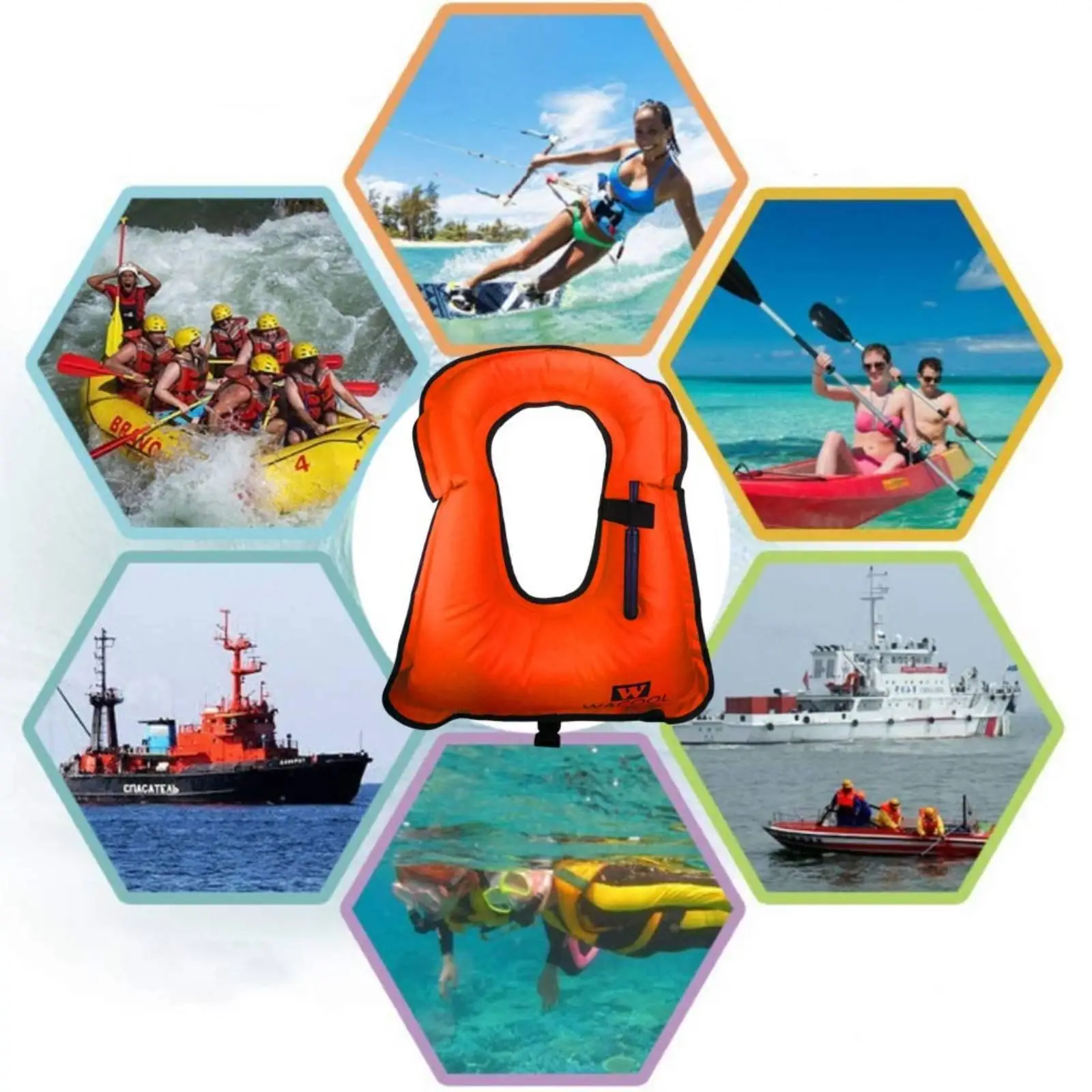 Inflatable Safety Vest Quick Inflation Swim Life Jacket Snorkeling Flotation Vest for Water Sports Lake Pool
