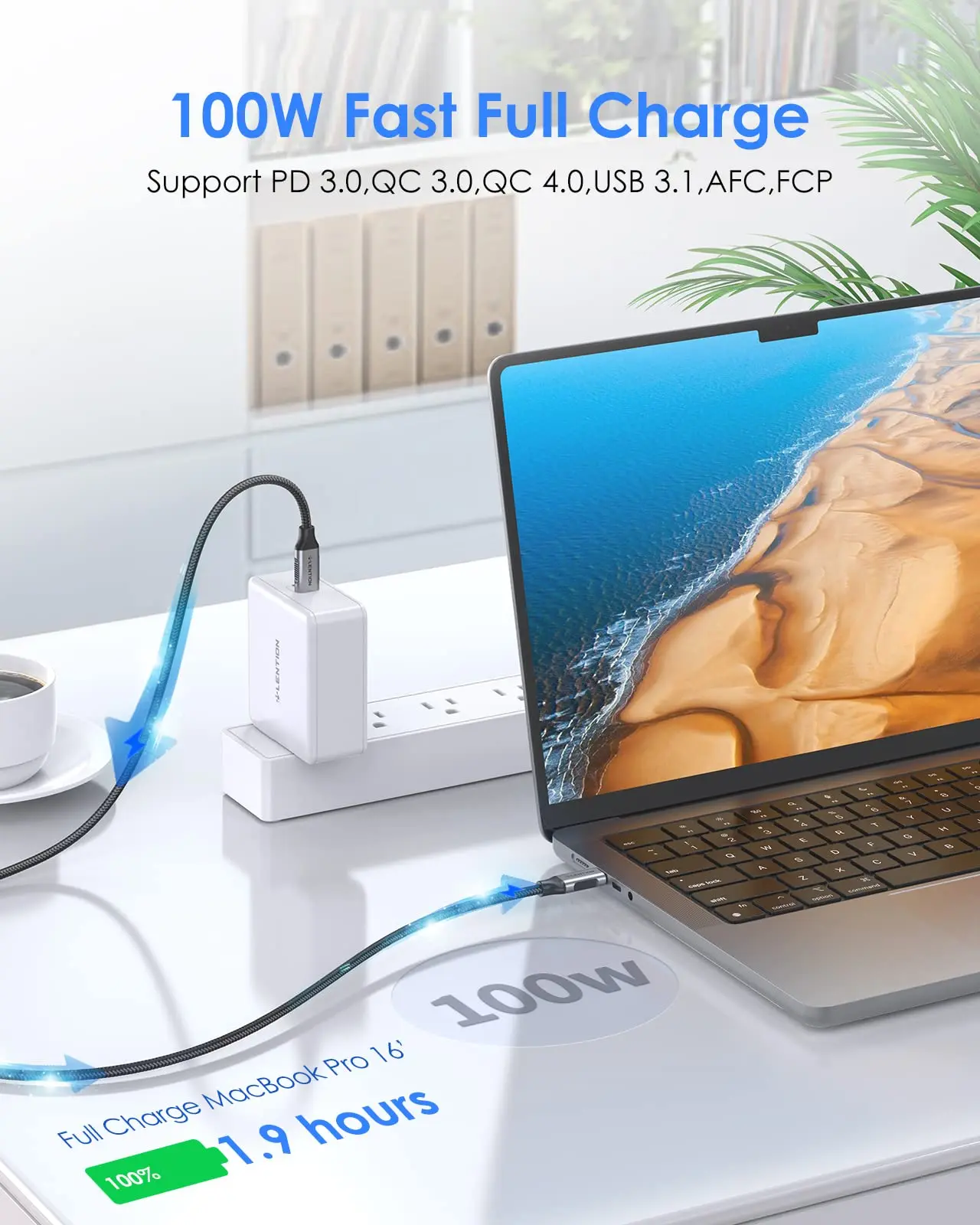 Lention USB C Charging Cable 100W Type C Charge 10Gbps Fast Data Transfer 4K/60Hz Video Braided Cord Compatible New MacBook Pro