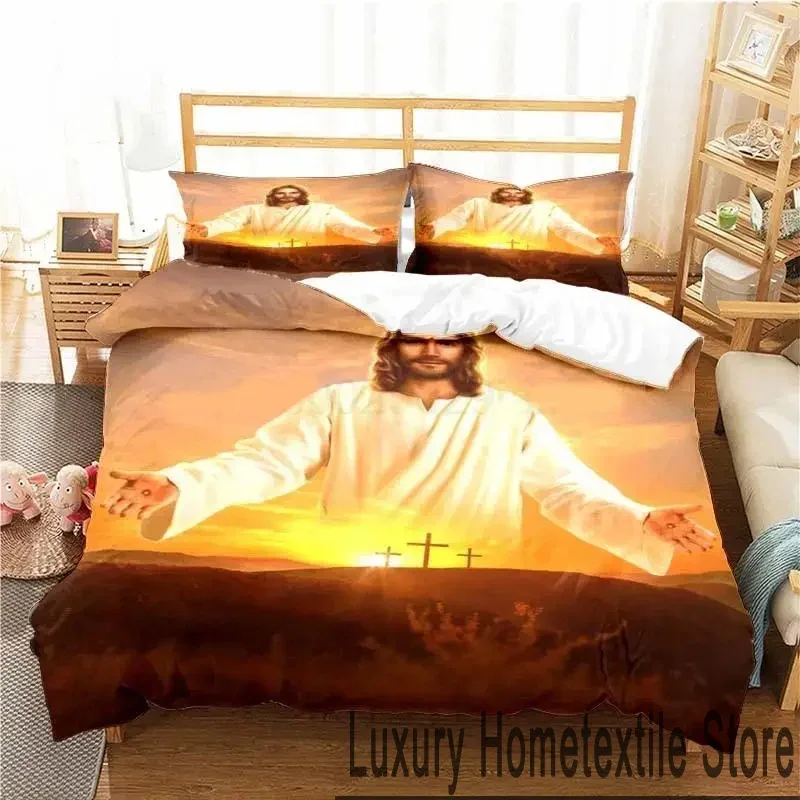 Exquisite 3D Print Sacred Heart Of Jesus Christ Bedding Set,Duvet Cover Bed Set Quilt Cover Pillowcase,King Queen Twin Size Boys