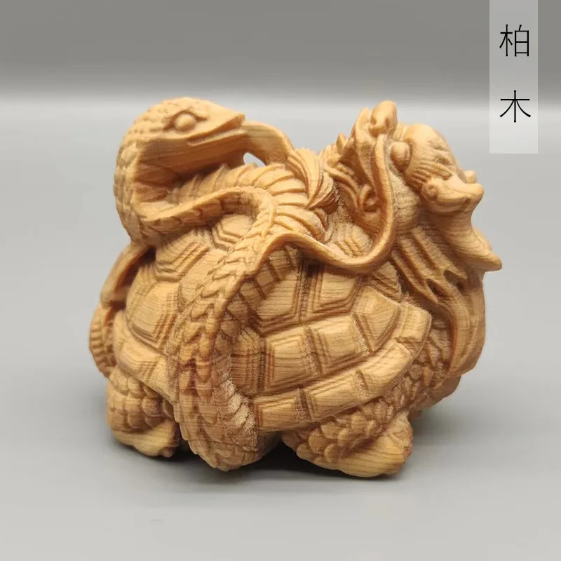 Cypress Carving Xuanwu Model Ornaments Decorations Specifications 6*5*4.8Cm Hand Pieces Book Desktop Craft Wholesale