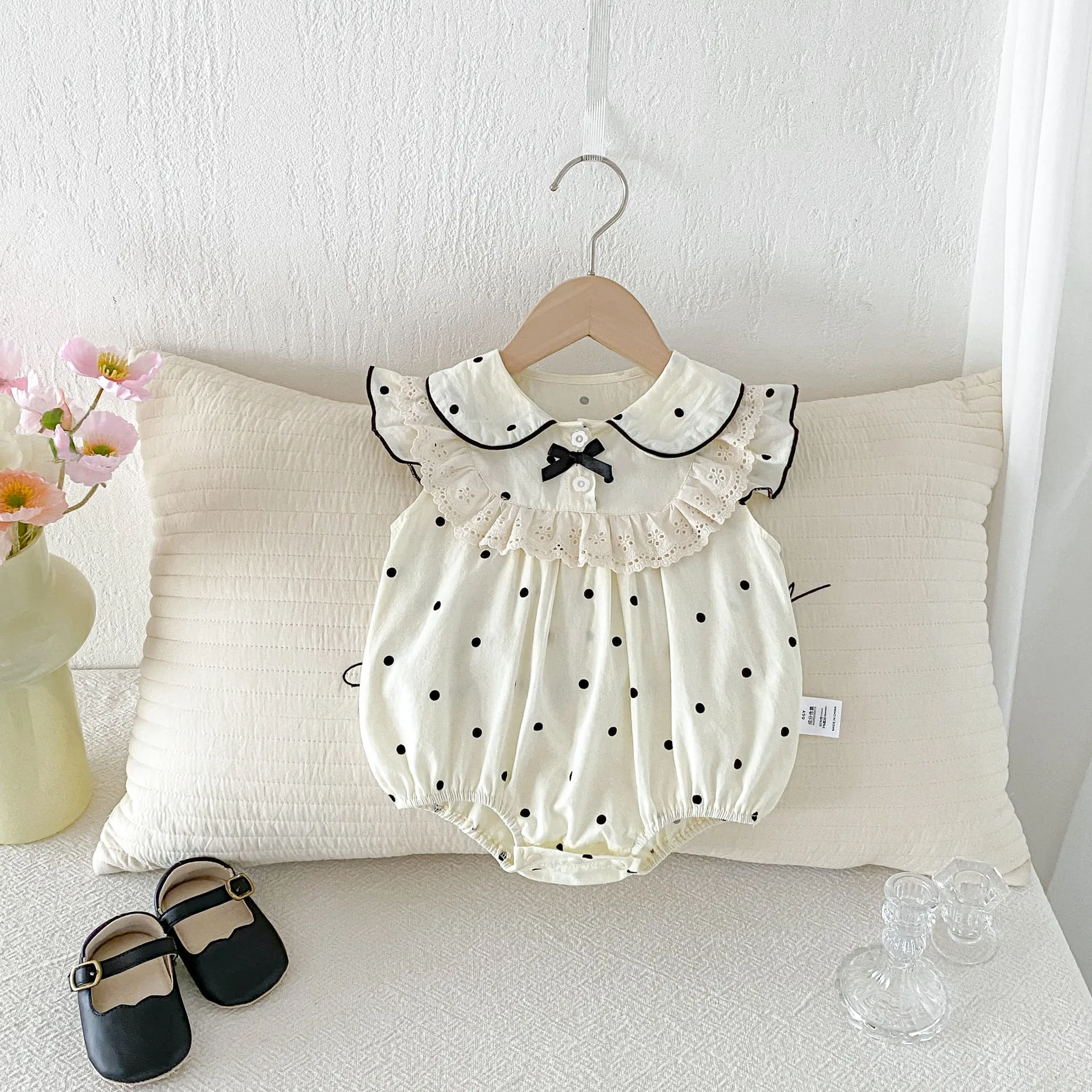 

2026 Summer Baby Clothes 0-24M Baby Girls Bodysuit Cute Polka Dot Infant One Piece Clothes Thin Newborn Girls Cotton Romper
