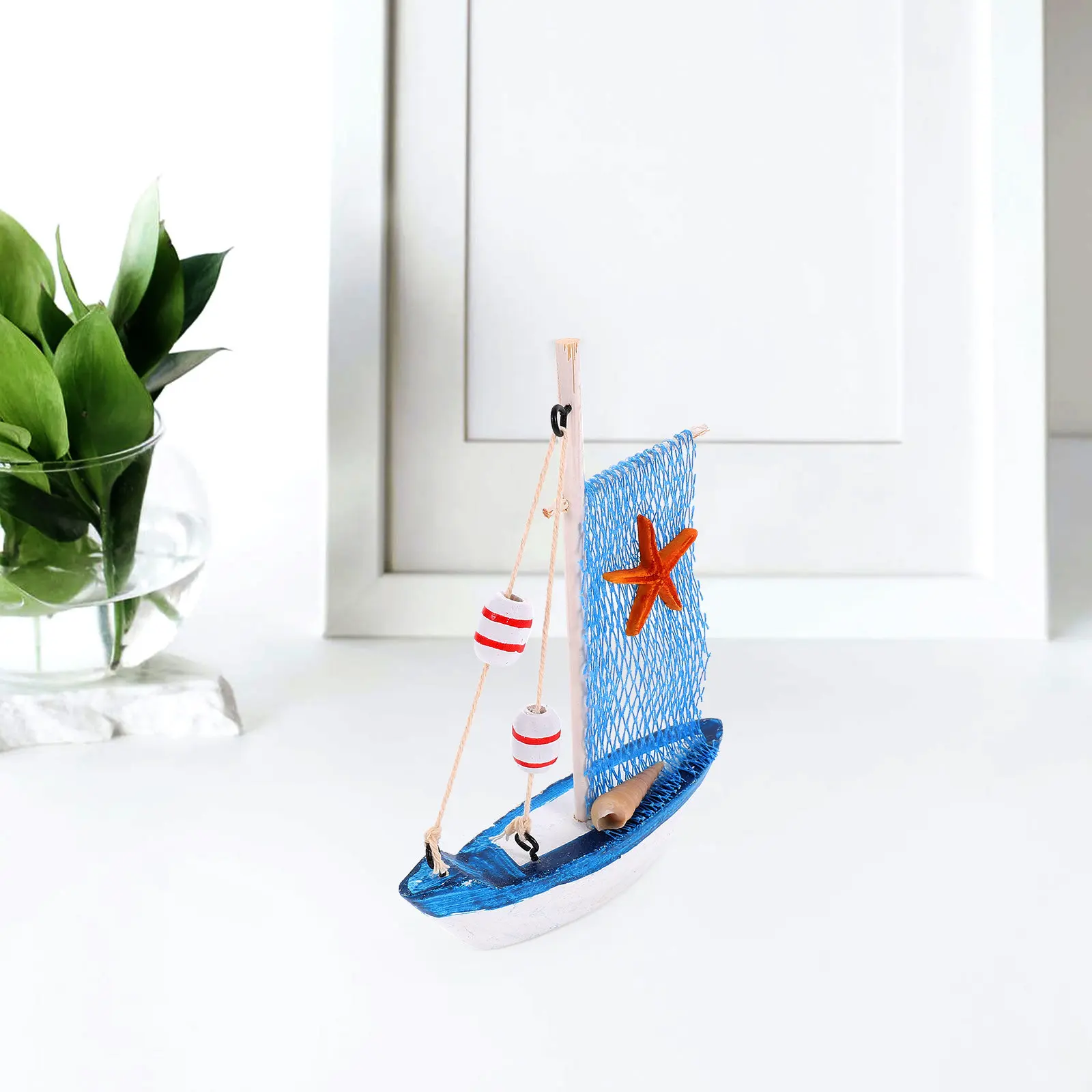 

Mediterranean Style Wooden Sailing Ship Ornament Desktop Nautical Sailboat Decor Home Party Banquet Decoration