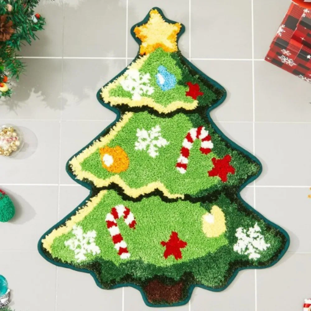 Christmas Tree Santa Claus Cookie Man Snowman Imitation Cashmere Sofa Blanket Eve Decoration Bathroom Non-Slip Thick Mat Carpet