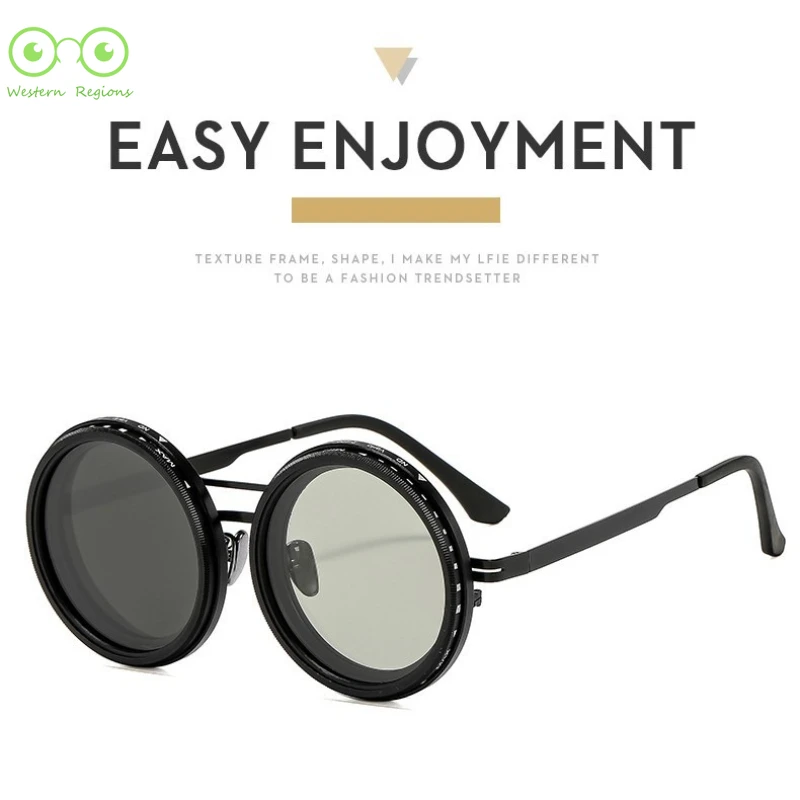 새로운 ND9 단계 편광 된 태양 보호 남성과 여성 선글라스 조정 가능한 빛 뜨거운 UV40 야외 낚시 선글라스 남자