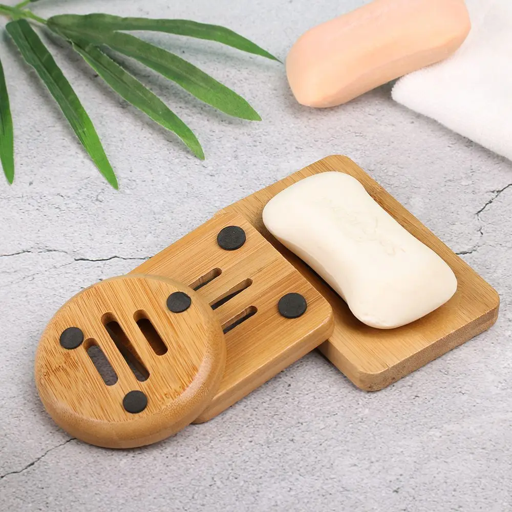 Outdoor Toilet Wash Shower Container Bamboo Box Soap Tray Soap Dish Box