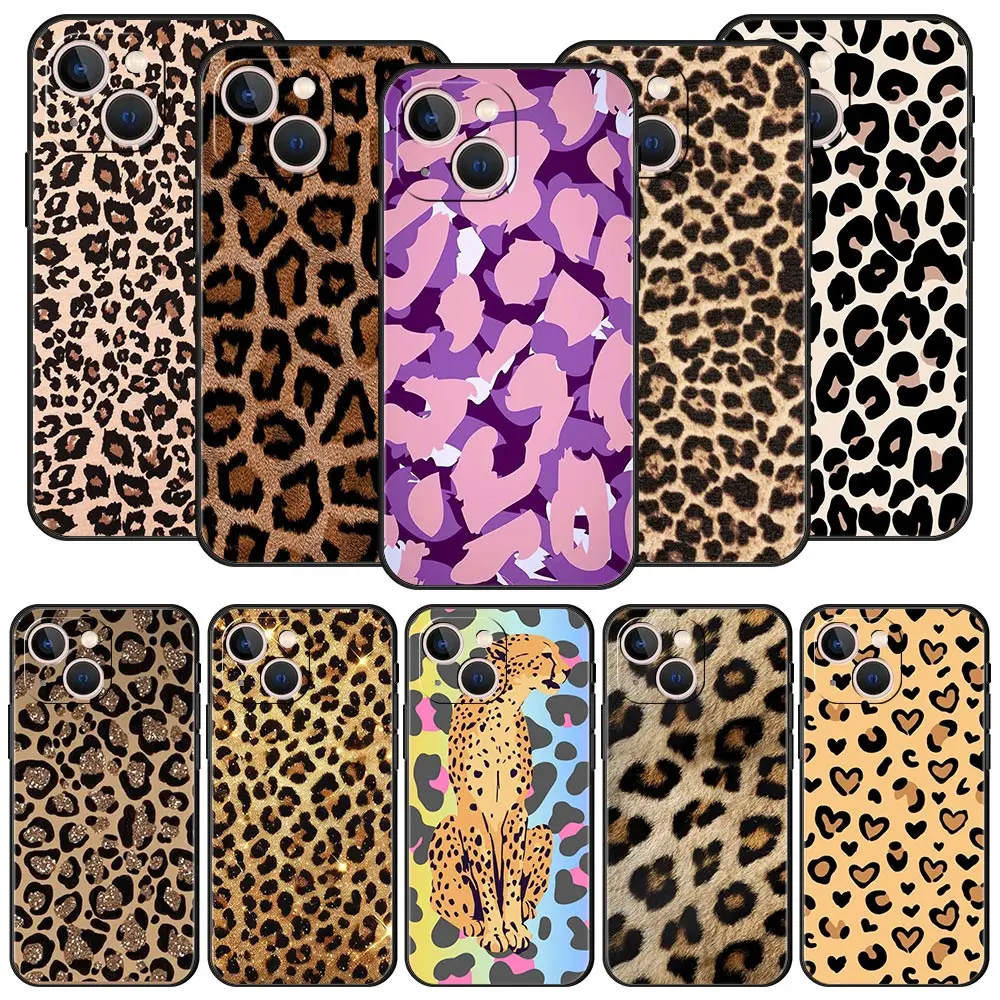 

Sexy Trendy Leopard Print Phone Case For iPhone 17 Air 16 Plus 13 15 14 12 11 Pro MAX 7 8 SE Soft TPU Shockproof Cover Funda