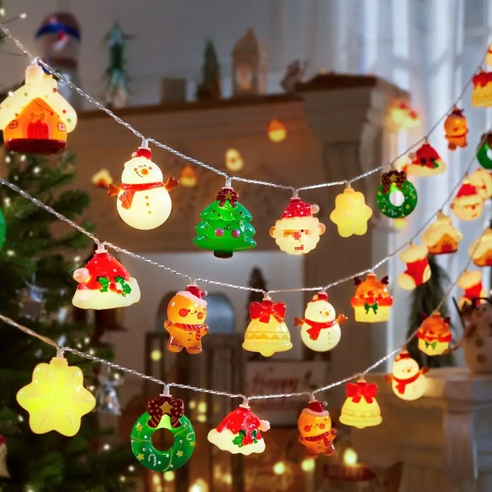 Battery Powered Christmas LED String Lights 20 LED Count Assorted Shapes Fairy String Lights 3D Design Mixed Characters