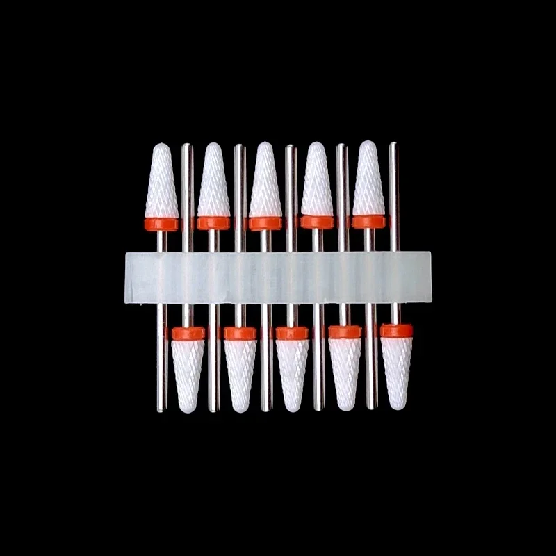 10 Keramikbohrer, Fräser, Zubehör für rotierende Nagellack-Schleifmaschinen, Zubehör für Überlaufentfernungswerkzeuge