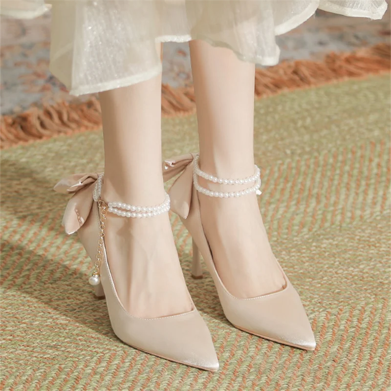 Fashion High Heels 30-44 Plus Size Women Shoes 5/7/9cm Thin Stiletto Banquet Wedding Shoes Sexy Pointed Toe Ladies Party Shoes