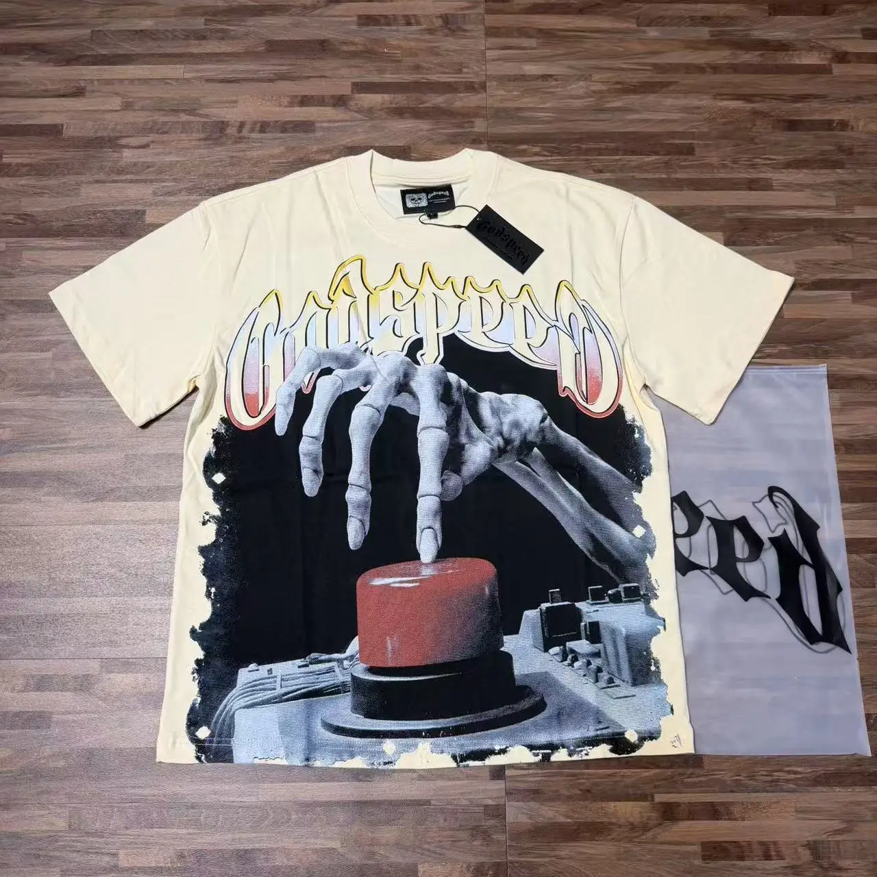 Godspeed Skull Explosion Print INS Style Retro High Street Heavyweight Double Weave Loose Pure Cotton Short Sleeve T-Shirt
